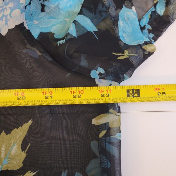 Apparenza 2 Piece Floral Top Set Tank & Sheer Layer Blouse XL Black Blue - Picture 8 of 9